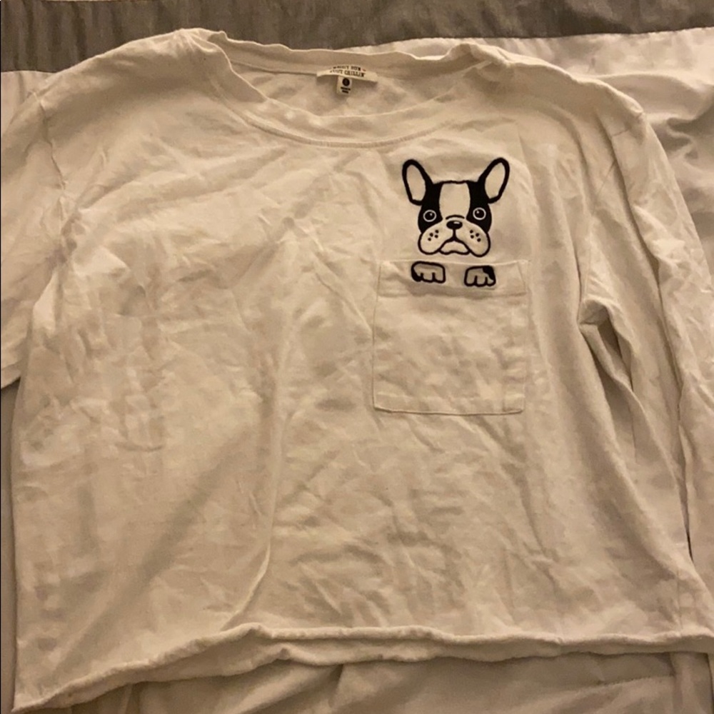 White pocketed frenchbulldog shirt